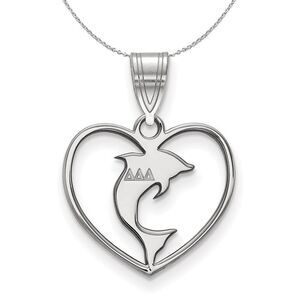 Sterling Silver Delta Delta Delta Heart Pendant Necklace - 24 Inch